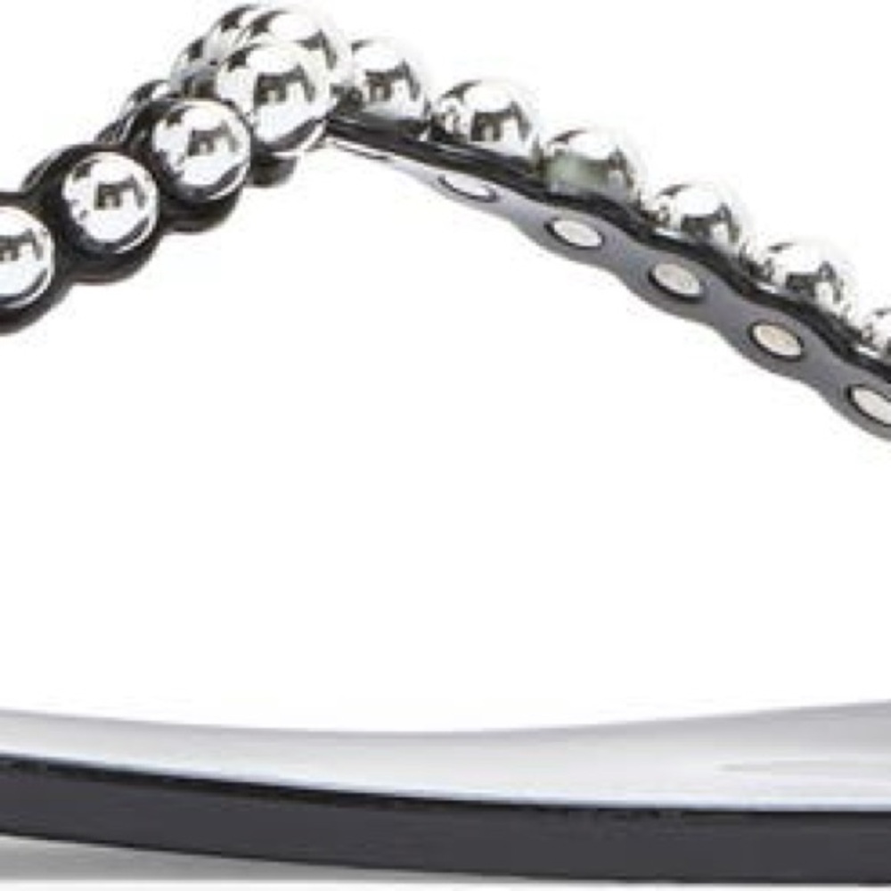 Jeffrey Campbell Plated Embellished Jelly Sandal in black w/silver Sz 9 no box - Picture 2 of 7